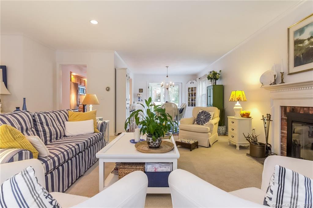 a living room with furniture potted plant and a fireplace