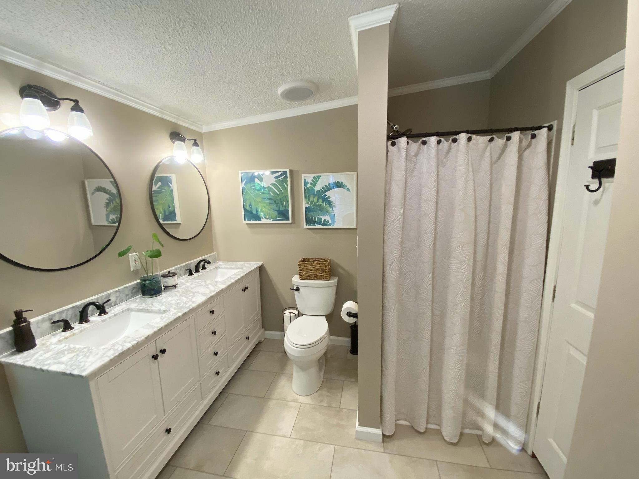 26750 North Rim Road, Unit 975 Long Neck, DE 19966 - Photo 19 of 44 a bathroom with a double vanity sink mirror and toilet