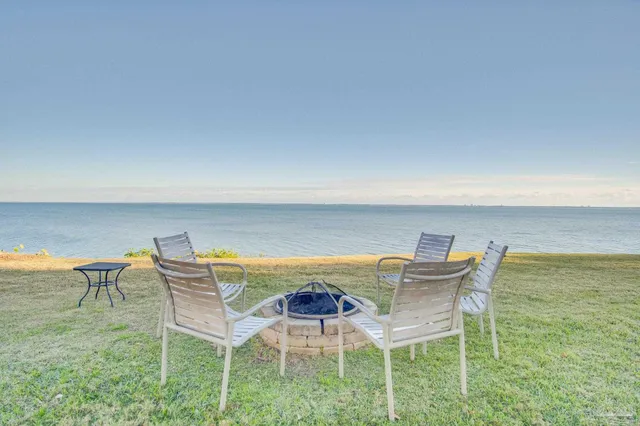 a view of a garden with an outdoor space
