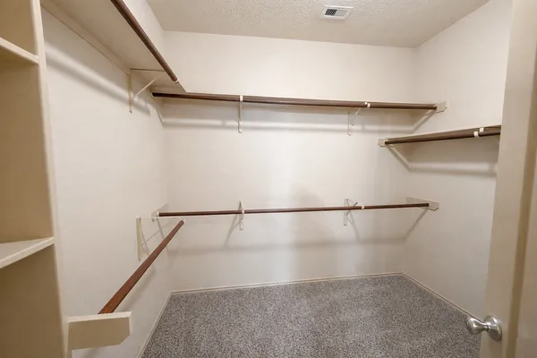 a view of an empty walk in closet