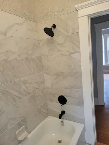 a bathroom with a tub