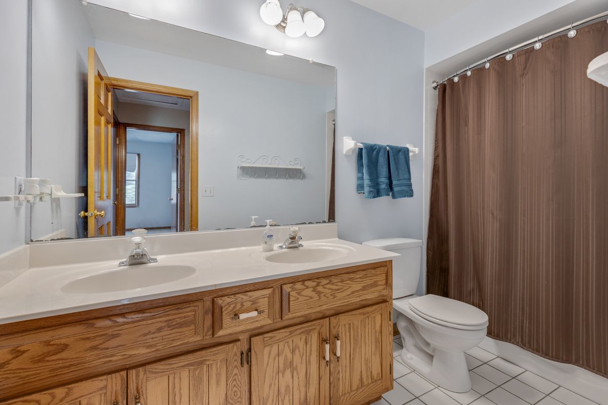 753 Millview Drive Batavia, IL 60510 - Photo 23 of 30 a bathroom with a granite countertop sink toilet a mirror and shower