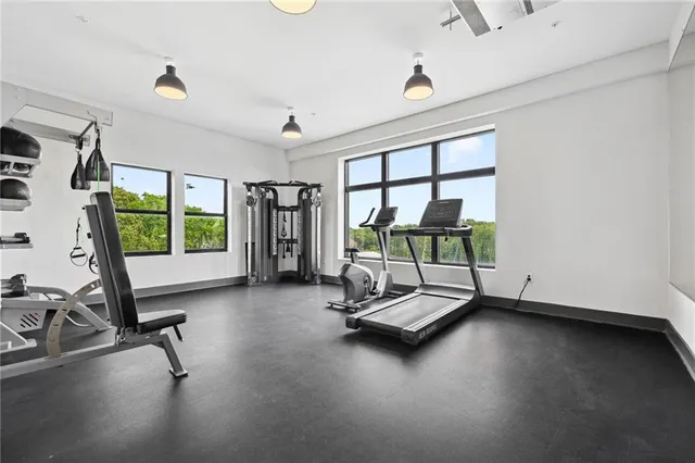 a view of a room with gym equipment