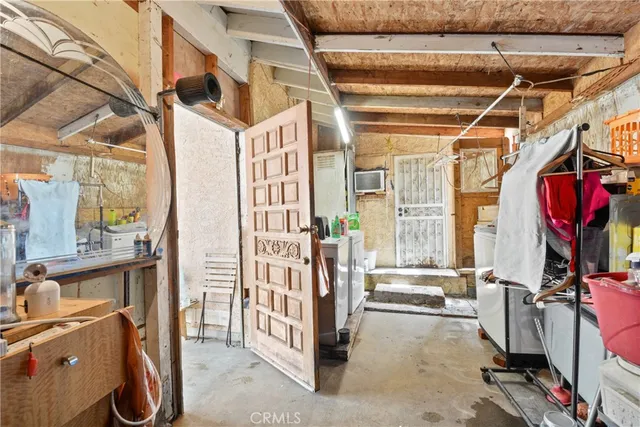 a view of a storage room with an outdoor space