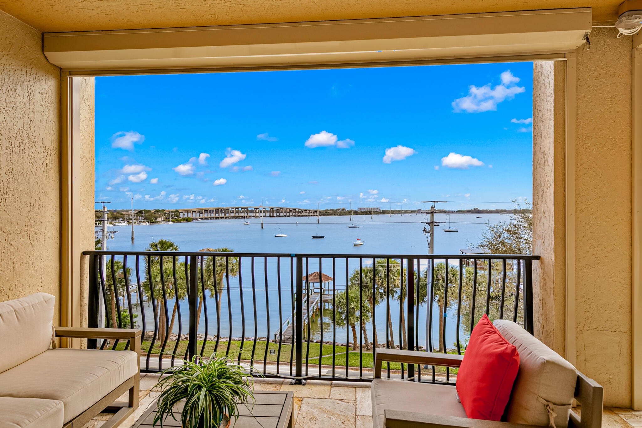 a view of a balcony