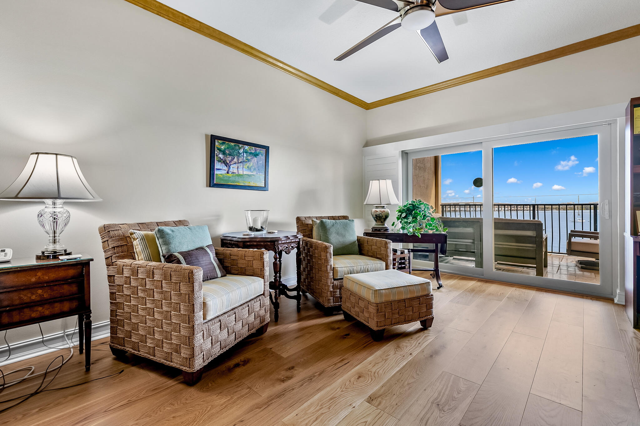 29 Riverside Drive, Unit 401 Cocoa, FL 32922 - Photo 33 of 41 a living room with furniture and a fireplace