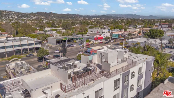 a view of a city with tall buildings