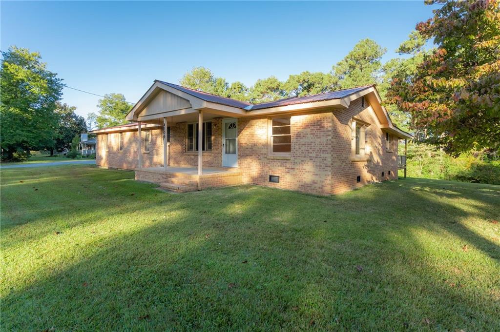 This renovated ranch home sits on 1.38 acres. 