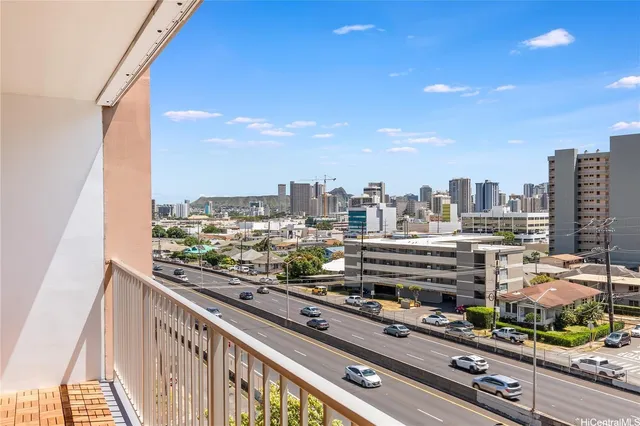 a city view from the balcony