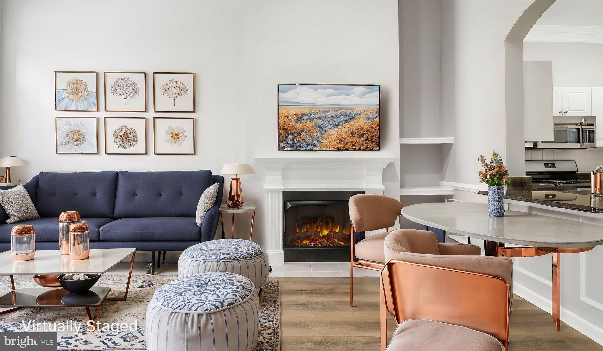 3 Arch Place, Unit 130 Gaithersburg, MD 20878 - Photo 5 of 45 a living room with furniture and a fireplace