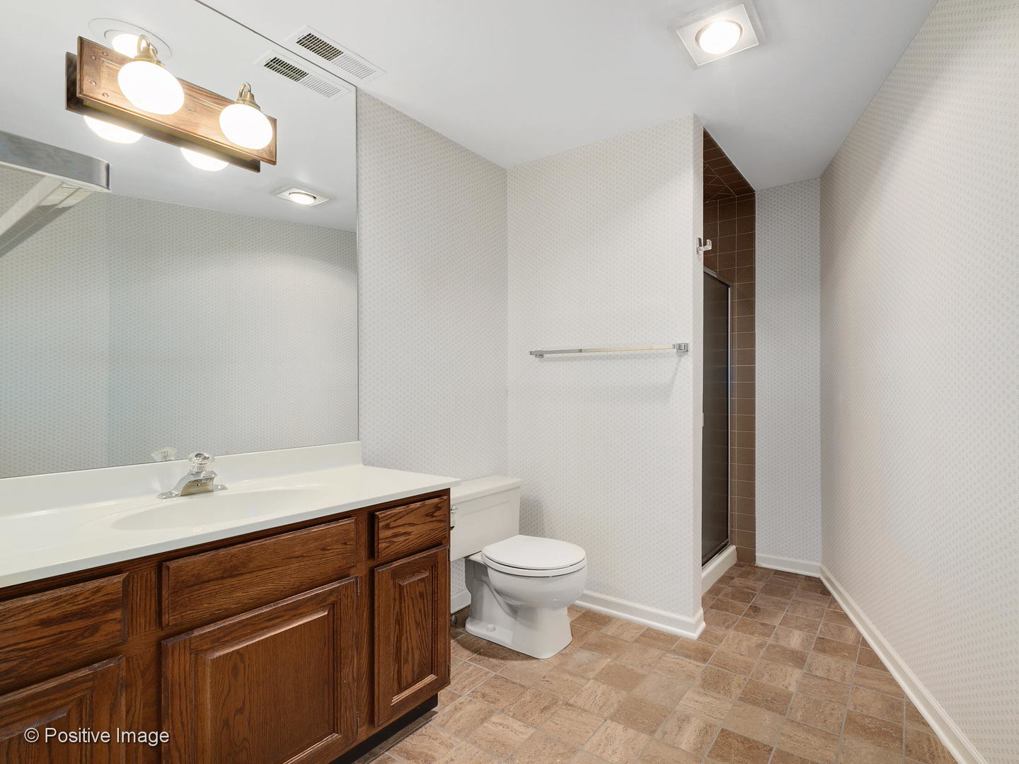 1228 Indian Trail Road Hinsdale, IL 60521 - Photo 19 of 27 a bathroom with a sink a toilet a light fixture and a mirror