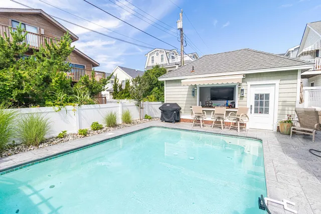 a building outdoor space with patio furniture