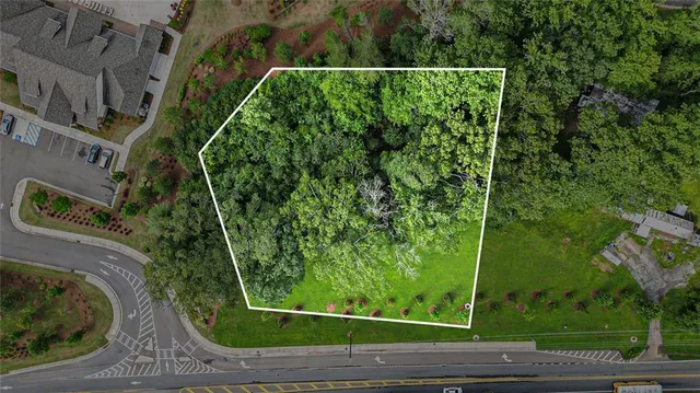 an aerial view of a garden