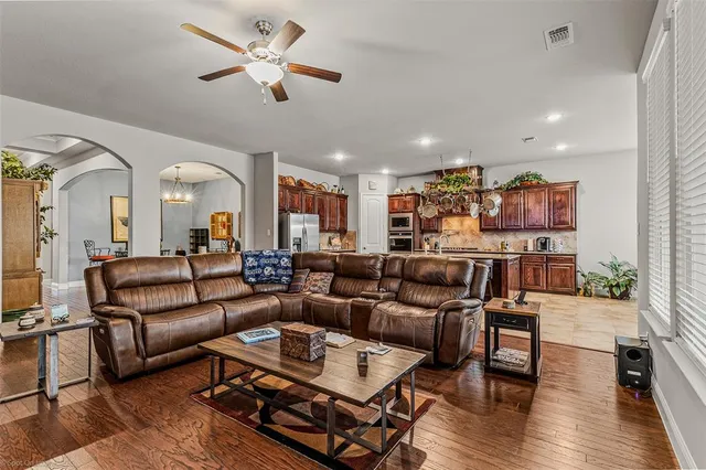 a living room with furniture