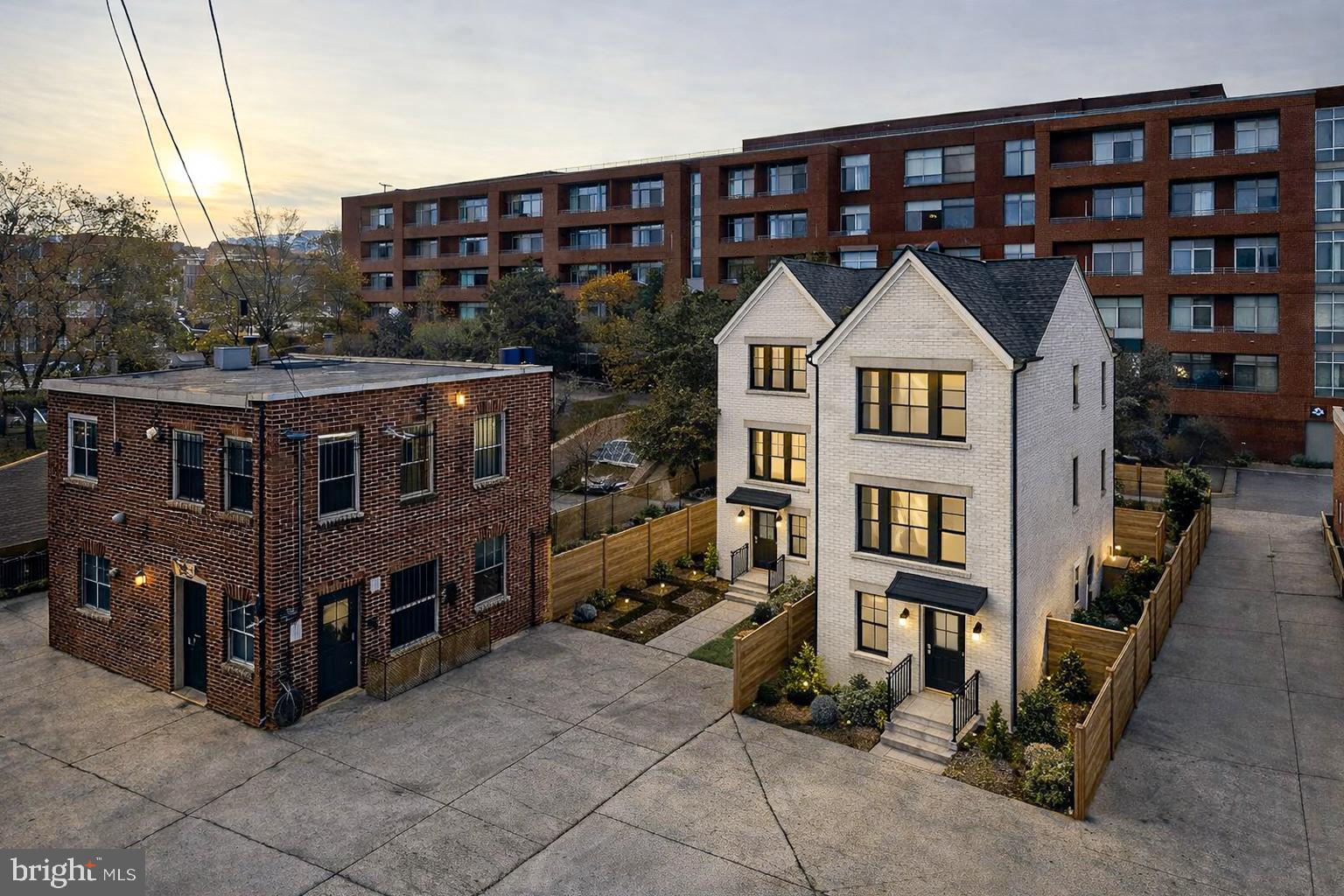 a view of a large buildings and a street view