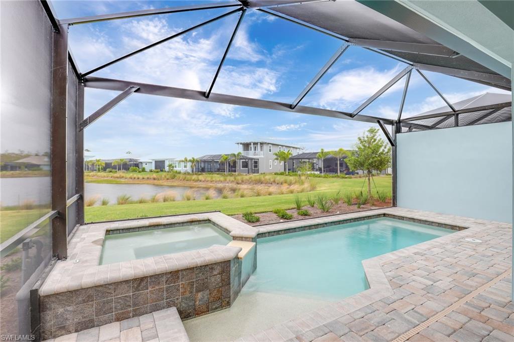 a view of a swimming pool and outdoor space