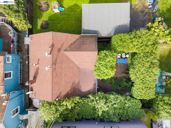 an aerial view of a house
