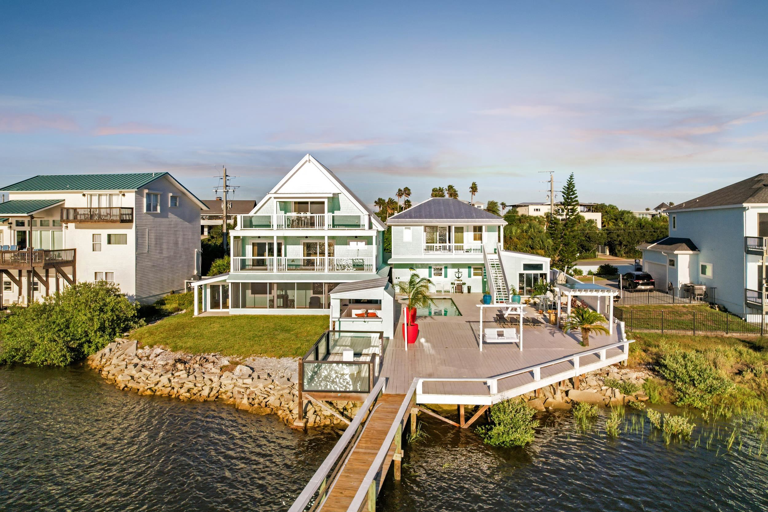 7337 A1A South St. Augustine, FL 32080 - Photo 20 of 100 Dock area with stairway and a deck with water view