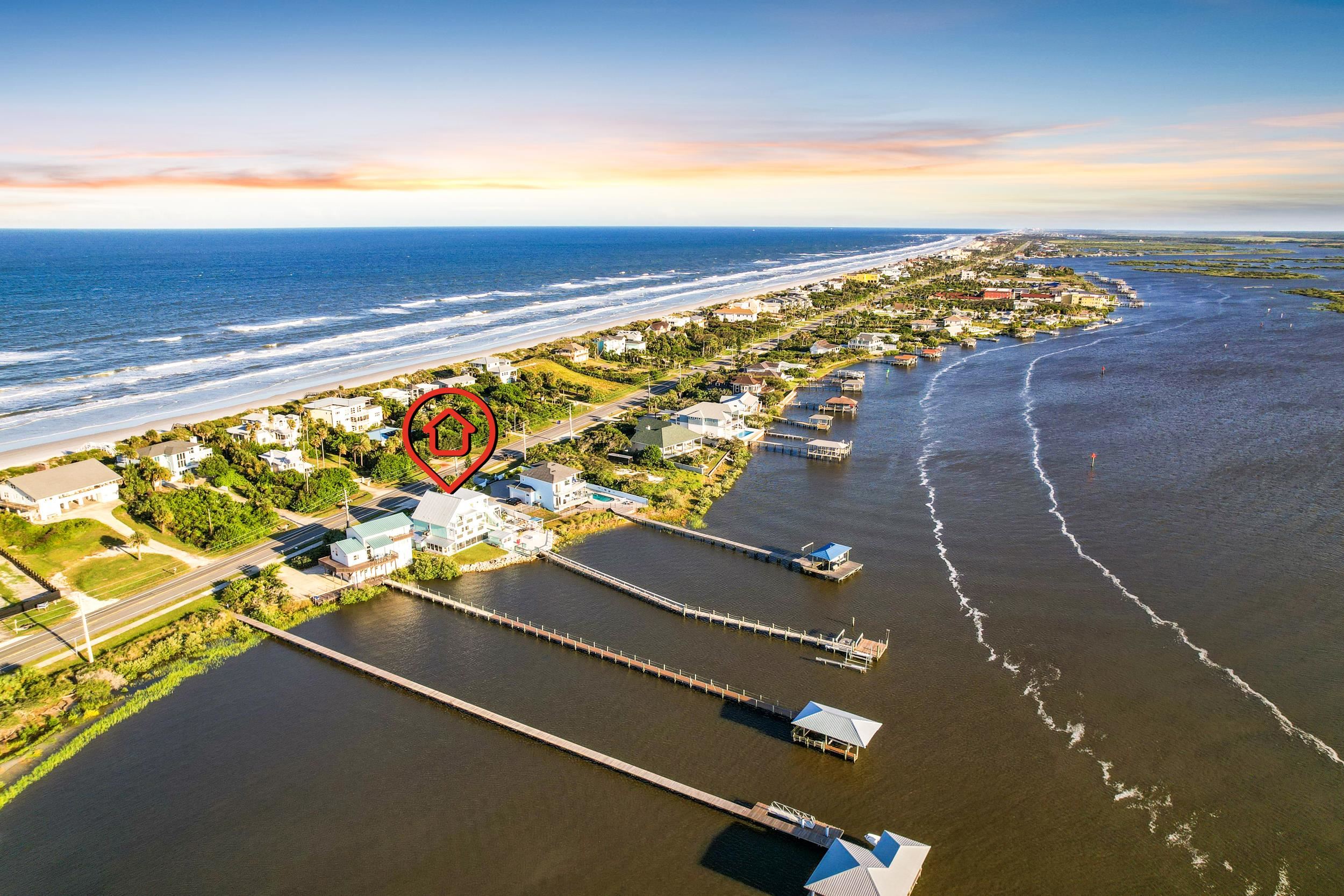 7337 A1A South St. Augustine, FL 32080 - Photo 26 of 100 Aerial view at dusk of view of water and beach