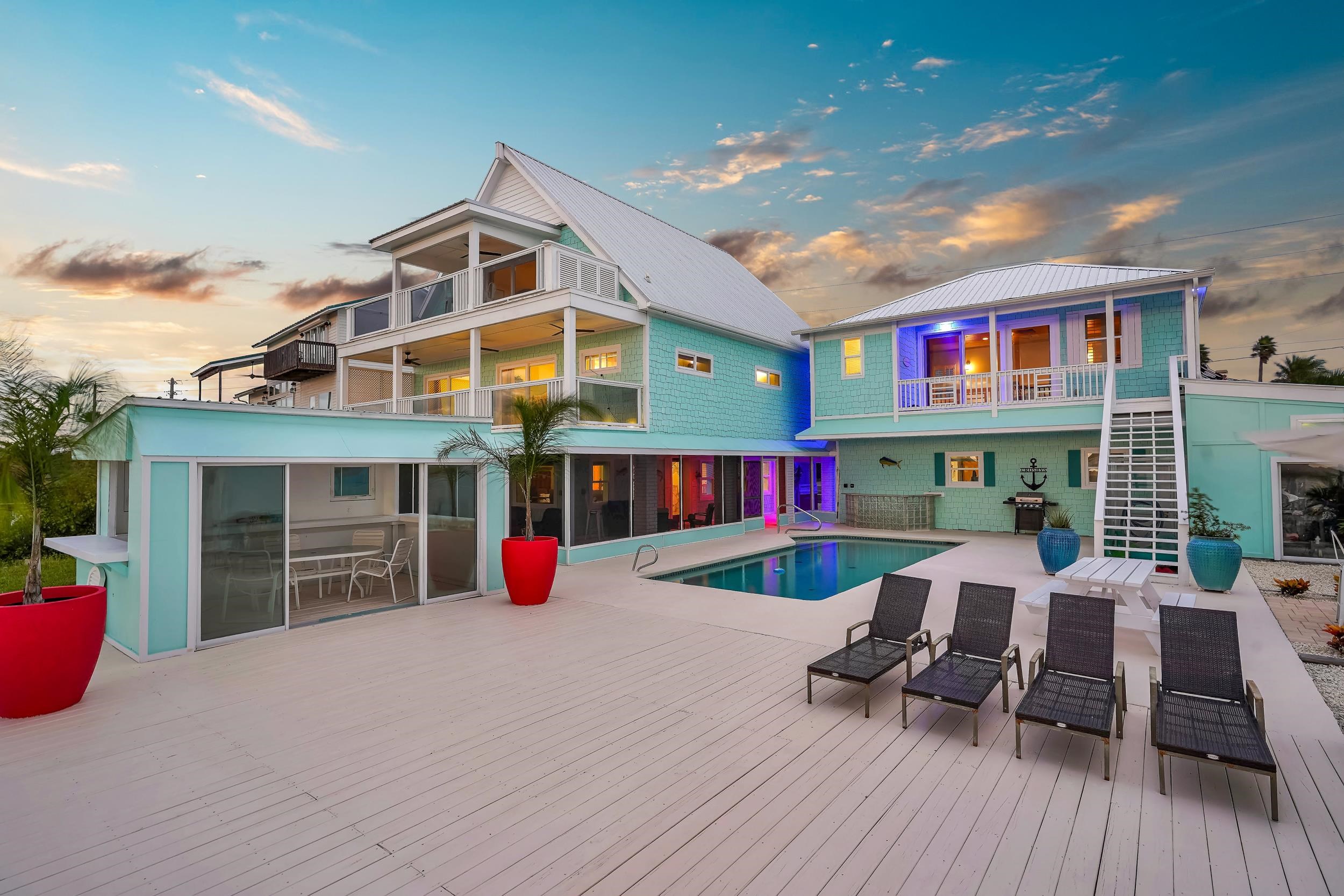 7337 A1A South St. Augustine, FL 32080 - Photo 64 of 100 Outdoor pool featuring a patio area, stairs, a deck, a balcony, and outdoor dining space