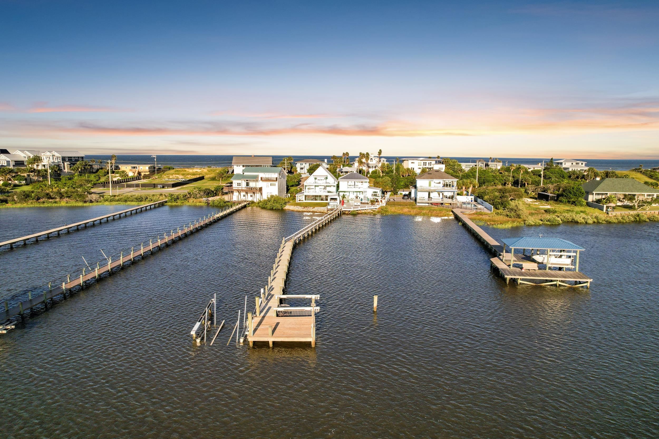7337 A1A South St. Augustine, FL 32080 - Photo 90 of 100 Aerial view at dusk of a water view and a notable bridge