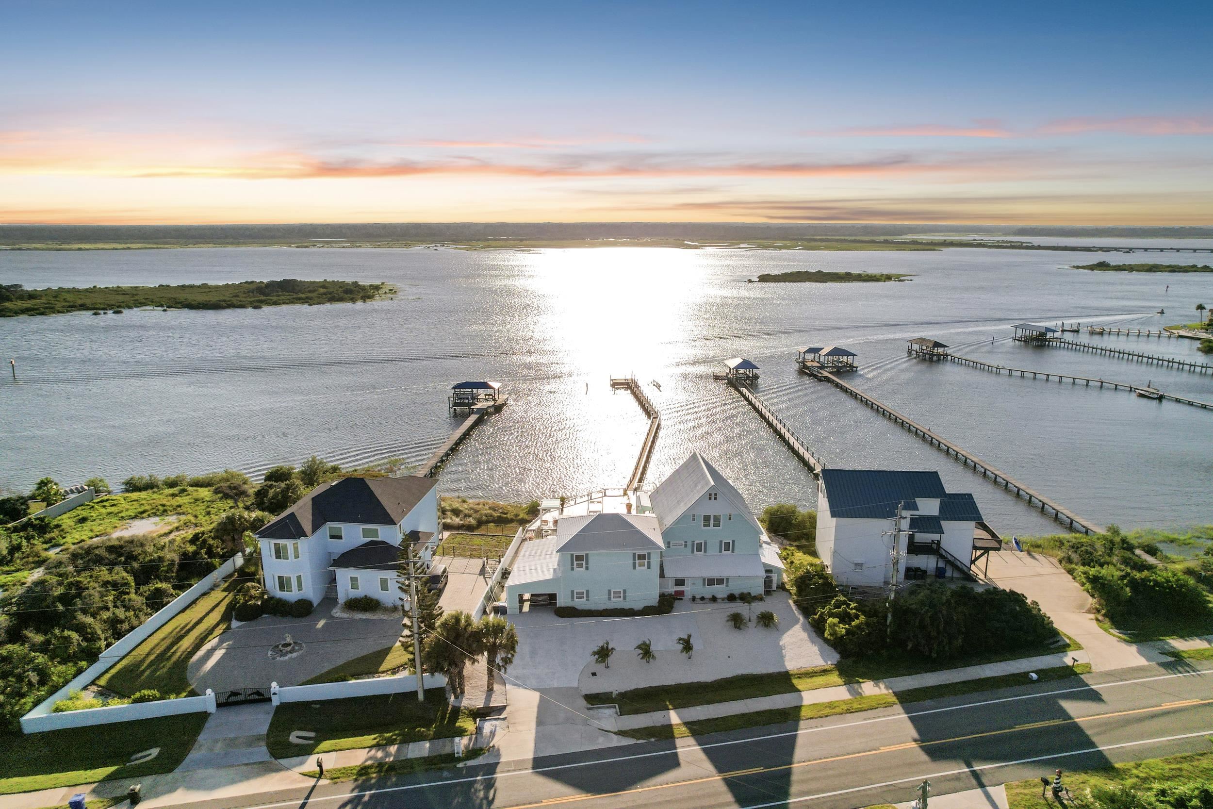 7337 A1A South St. Augustine, FL 32080 - Photo 91 of 100 Aerial view at dusk of a residential view and a water view