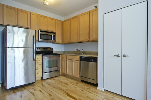 1 East 8th Street, Unit 802 Chicago, IL 60605 - Photo 3 of 12 a kitchen with a refrigerator sink and microwave