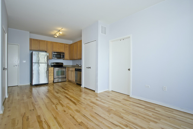 1 East 8th Street, Unit 802 Chicago, IL 60605 - Photo 4 of 12 a view of kitchen view wooden floor and electronic appliances