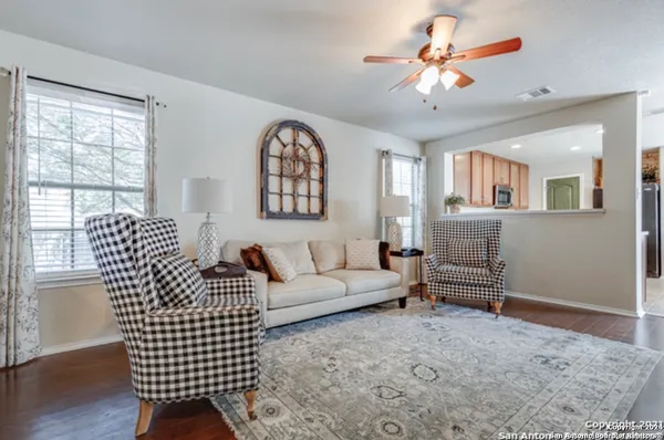 a living room with furniture