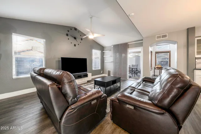a living room with furniture