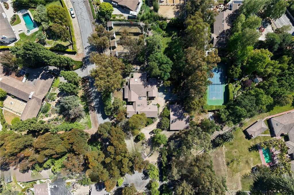 14 Johns Canyon Road Rolling Hills, CA 90274 - Photo 6 of 45 an aerial view of residential house with outdoor space and trees all around