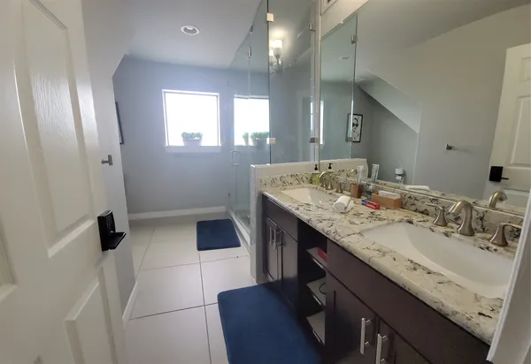 a bathroom with a bathtub