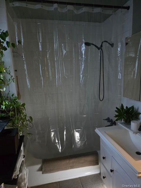 1003 Sacket Avenue Bronx, NY 10462 - Photo 16 of 28 a bathroom with a shower curtain and a sink