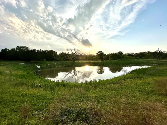 a view of a lake from a yard