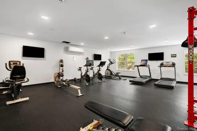 a view of a room with gym equipment