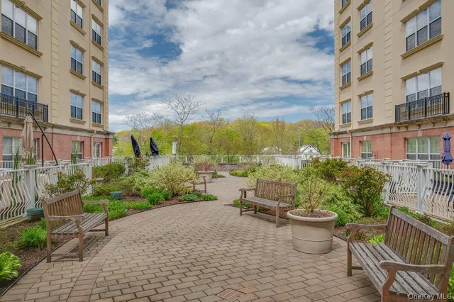 a view of a patio with couches chairs and potted plants