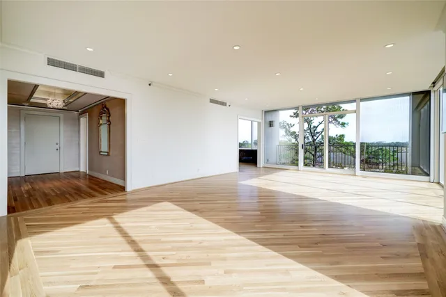a view of a livingroom with a large window