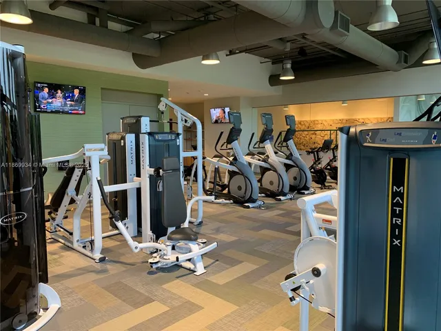 a view of a room with gym equipment