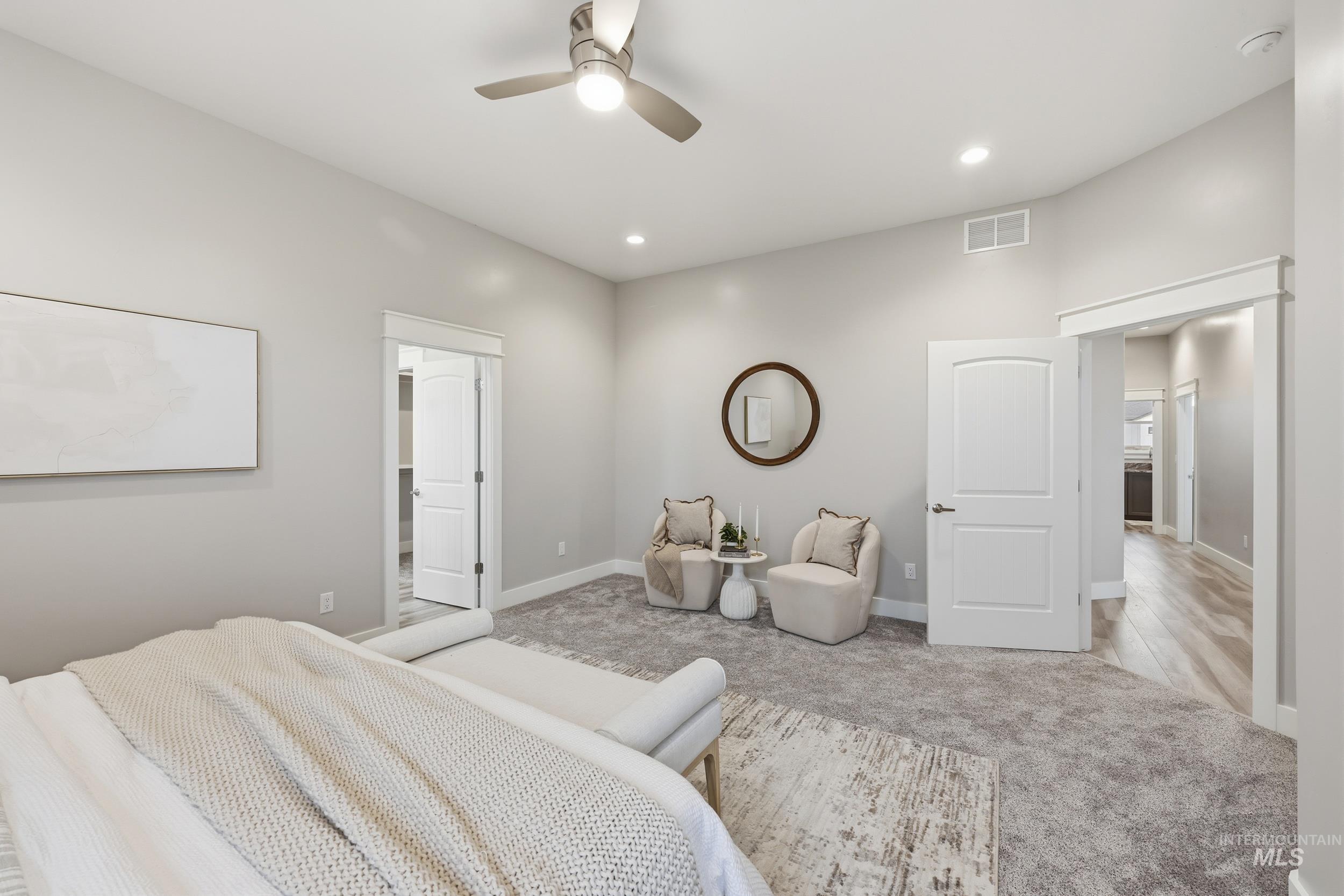 9264 Basin Kid Court Middleton, ID 83644 - Photo 39 of 50 Carpeted bedroom with a ceiling fan and recessed lighting