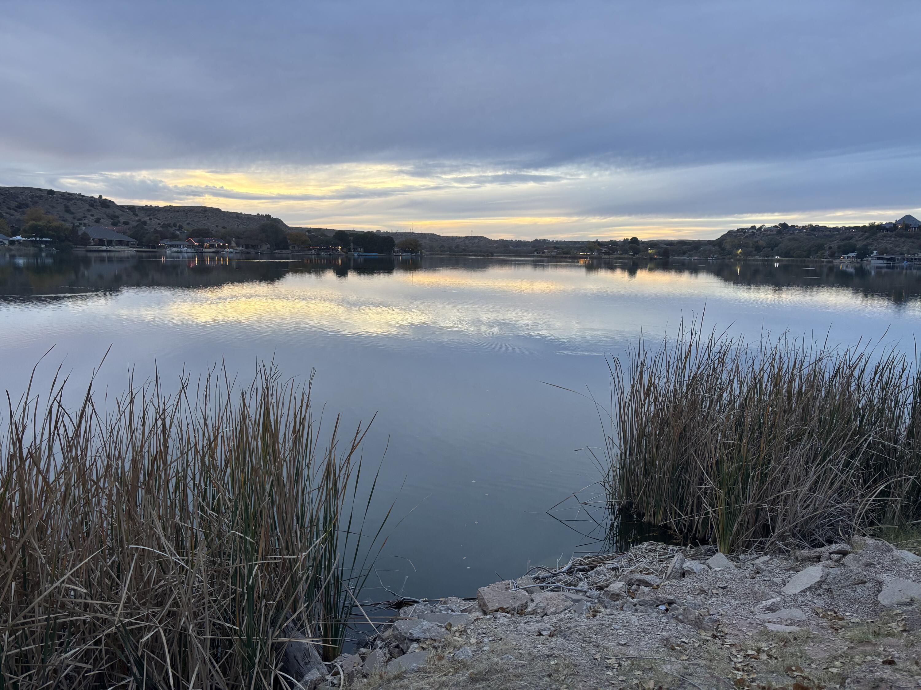 a view of lake and mountain