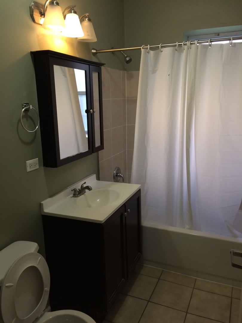 4407 West Adams Street Chicago, IL 60624 - Photo 6 of 10 a bathroom with a sink a toilet and mirror