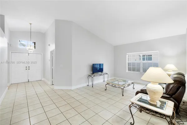 a living room with furniture