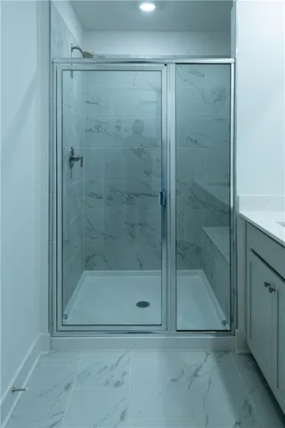 a bathroom with a shower