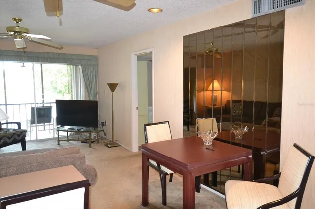 a view of a room with a door