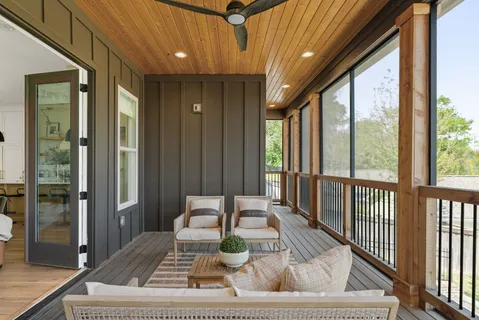 a living room with a large window