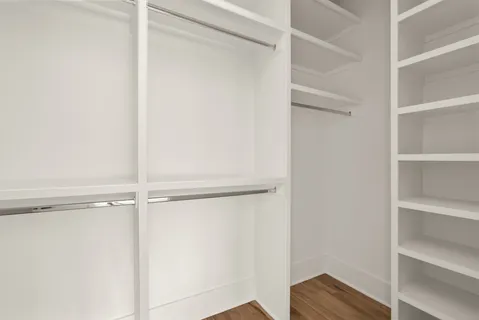 a view of an empty walk in closet