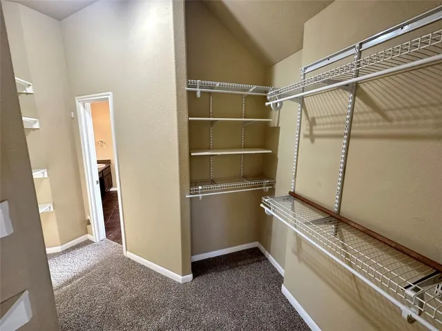 a view of a room with a door