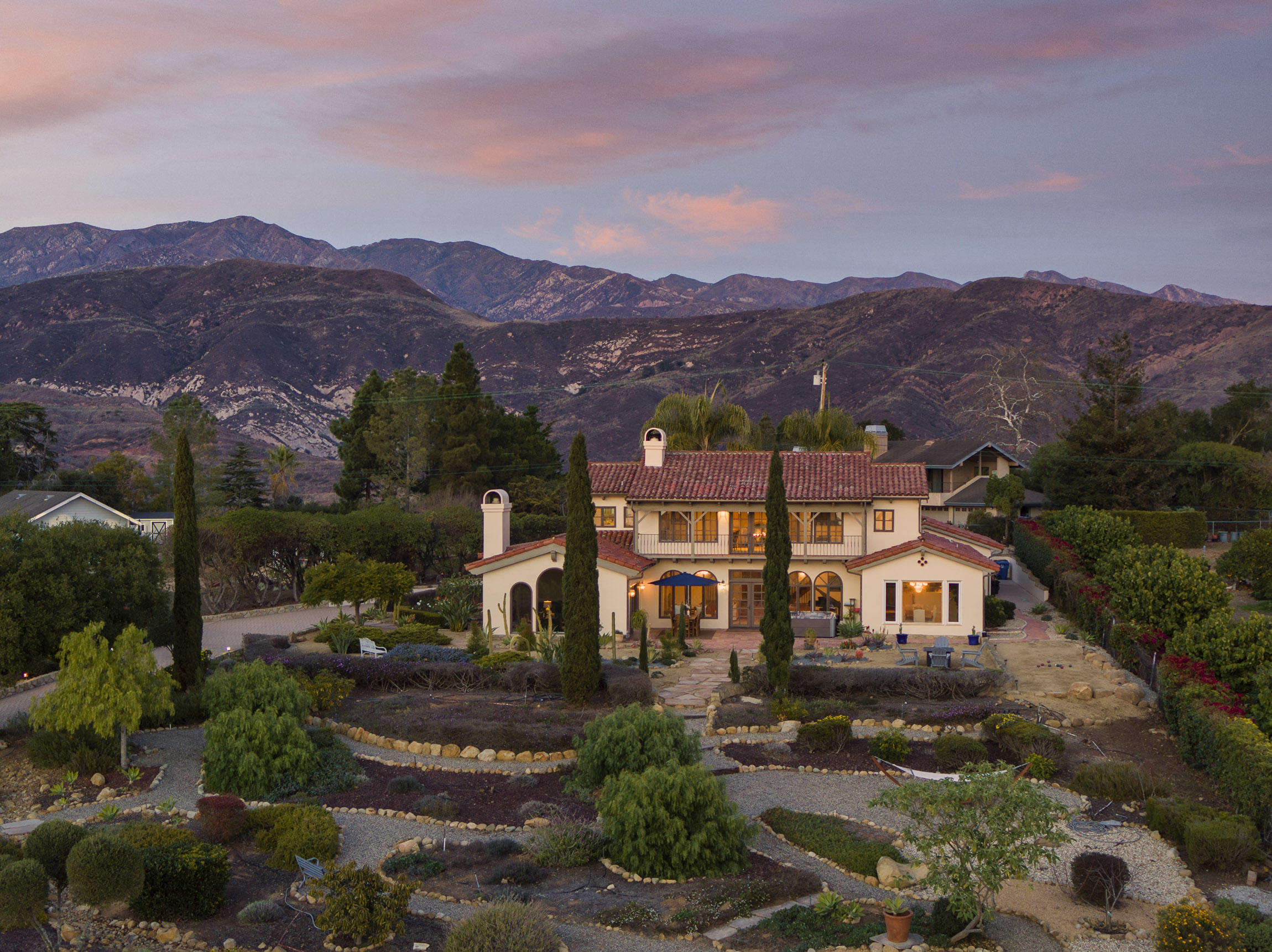 7350 Shepard Mesa Road Carpinteria, CA 93013 - Photo 28 of 33 Twilight view of home and mountains