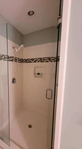 a bathroom with a shower