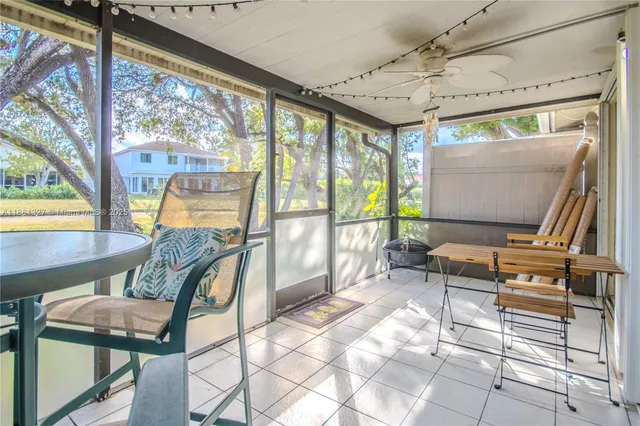 a living room with a large window